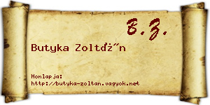 Butyka Zoltán névjegykártya